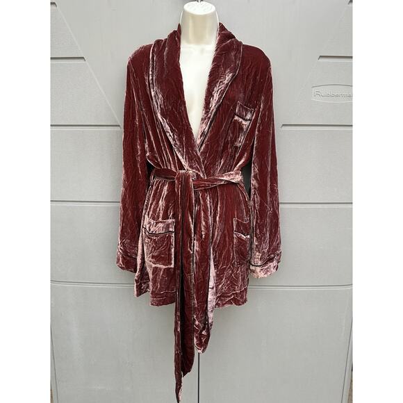 Sleeping With Jacques Net Sustain Bon Vivant Belted Velvet Robe Copper sz US 6 - Picture 2 of 16
